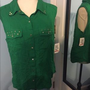 NWT Green Studded Top